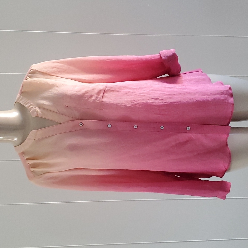 New Directions Ombre Peach Pink Blouse Longsleeve Medium - Picture 1 of 9